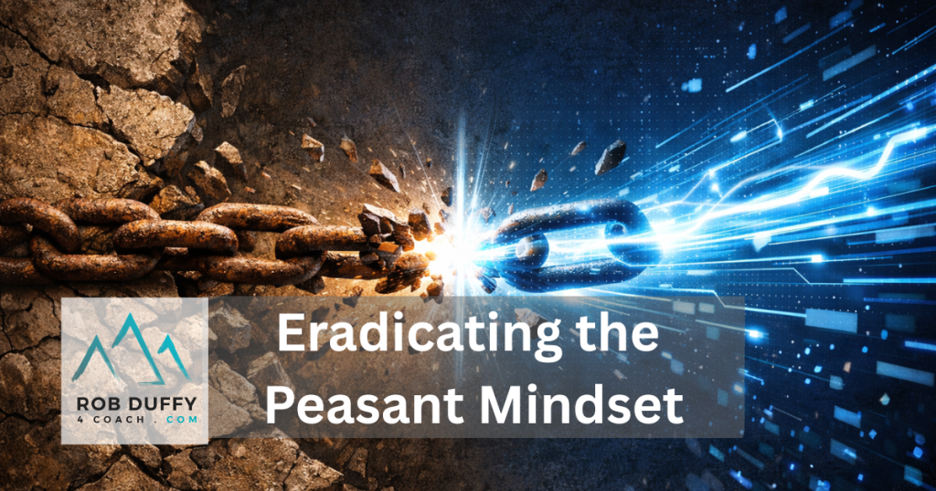 Technical schematic representing the eradication of the peasant mindset and cultural malware for personal sovereignty.